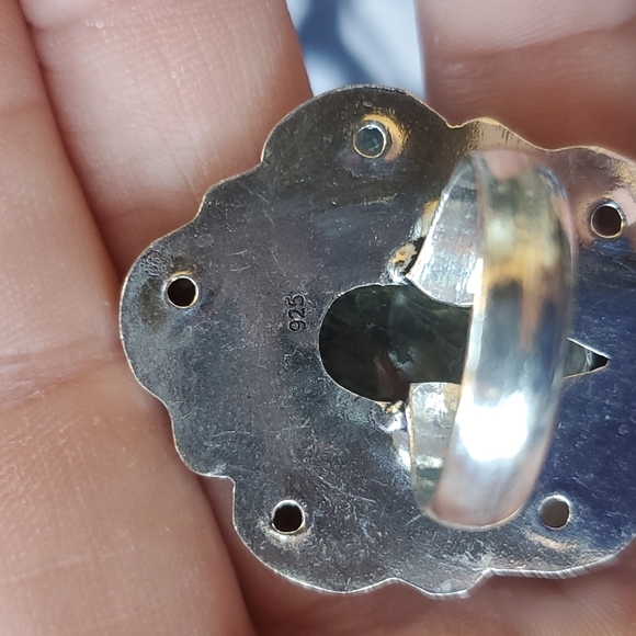 New Unakite and Tsavorite 925 Silver Statement Ring. - Picture 13 of 16